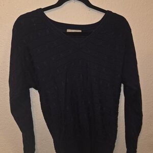 Joan Vass Black V-Neck Sweater